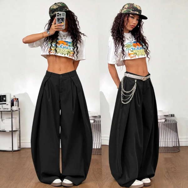 Loose wide-leg tooling casual pants slim straight floor pants
