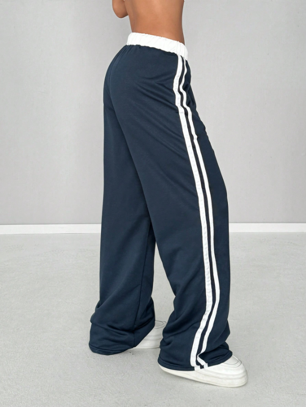 Numeric Print Waistband Patchwork Casual Sports Street Retro Style Loose Long Sweatpants