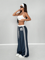 Numeric Print Waistband Patchwork Casual Sports Street Retro Style Loose Long Sweatpants