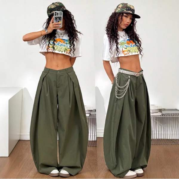 Loose wide-leg tooling casual pants slim straight floor pants