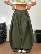 Loose wide-leg tooling casual pants slim straight floor pants