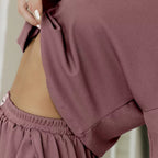 Casual Short Sleeve Forked Shorts 2 piece set