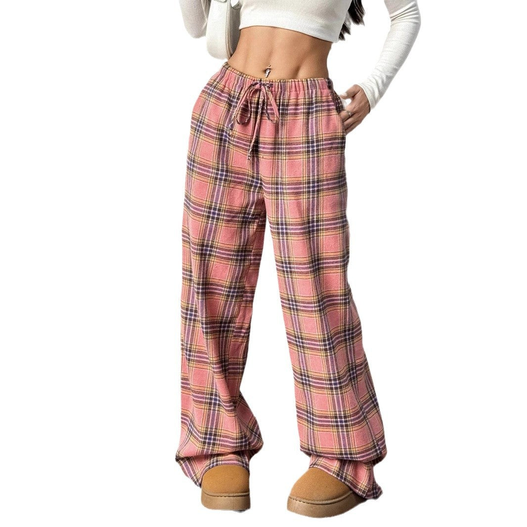 Girls sweet and cool style sub-color block splicing waist straight Pants