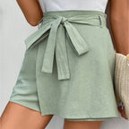Casual shorts bow waist lace-up trouser skirt