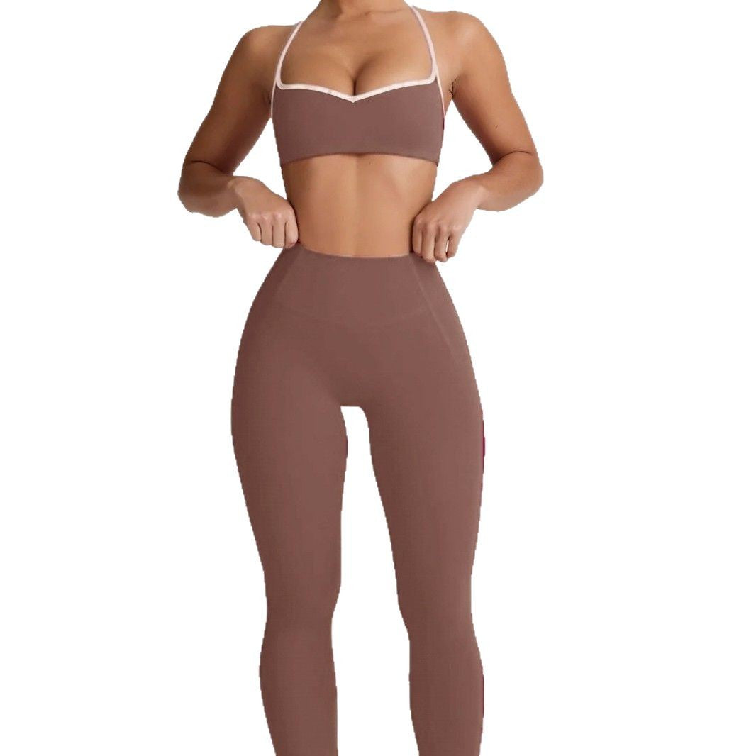 Yoga sport Fitness breathable top and long pants Set