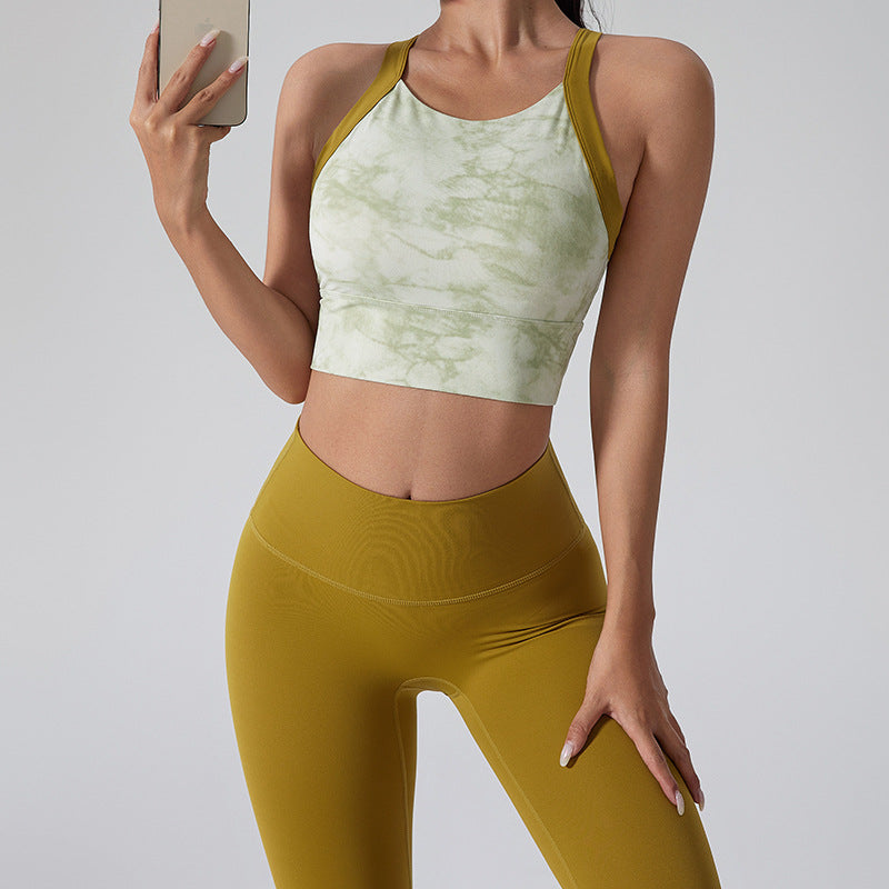 High-intensity sports underwear fixed chest pad yoga vest (Top only)