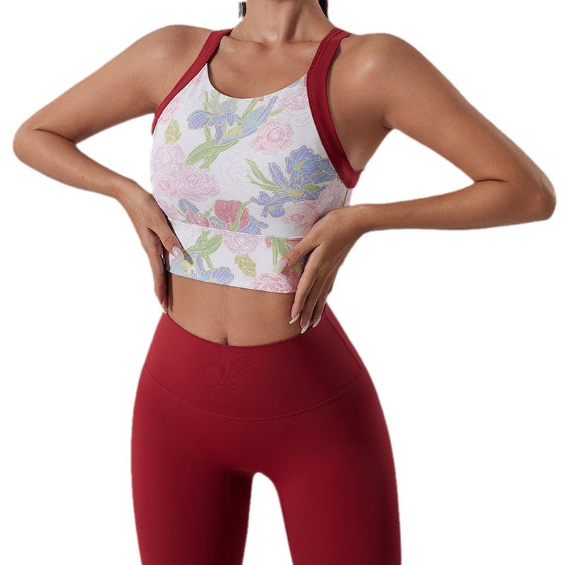 High-intensity sports underwear fixed chest pad yoga vest (Top only)
