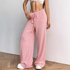 Casual striped straight pants