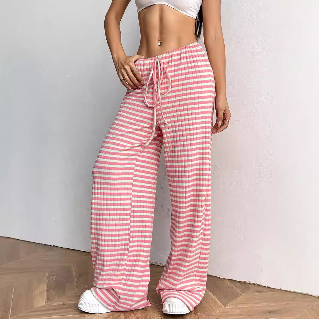 Casual striped straight pants