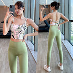 Yoga fitness running bra and pants two-piece set