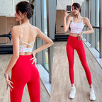 Yoga fitness running bra and pants two-piece set