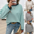 Casual crew neck striped sweater