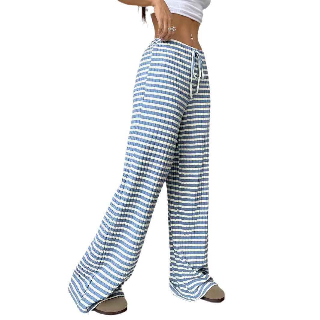 Casual striped straight pants