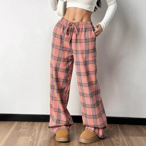 Girls sweet and cool style sub-color block splicing waist straight Pants