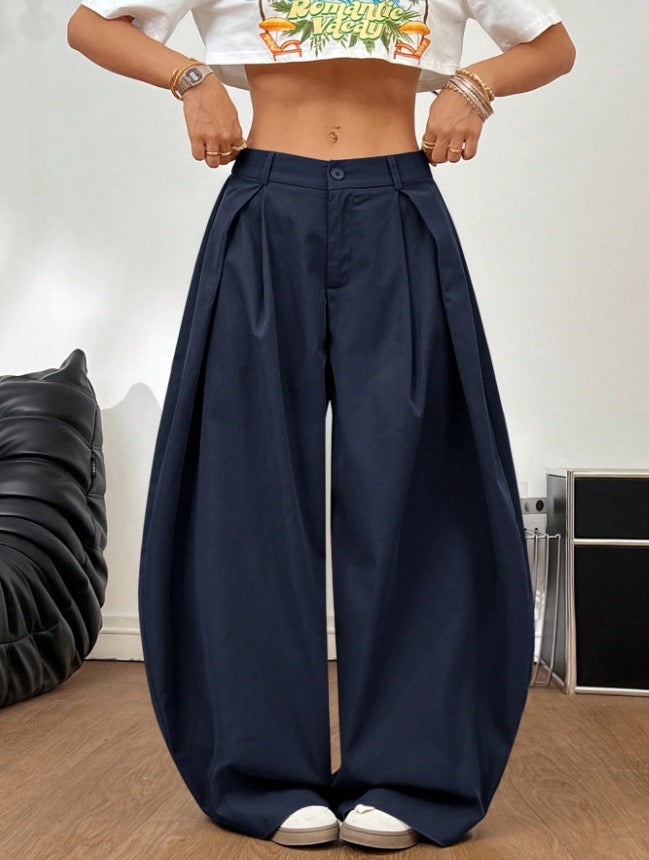 Loose wide-leg tooling casual pants slim straight floor pants