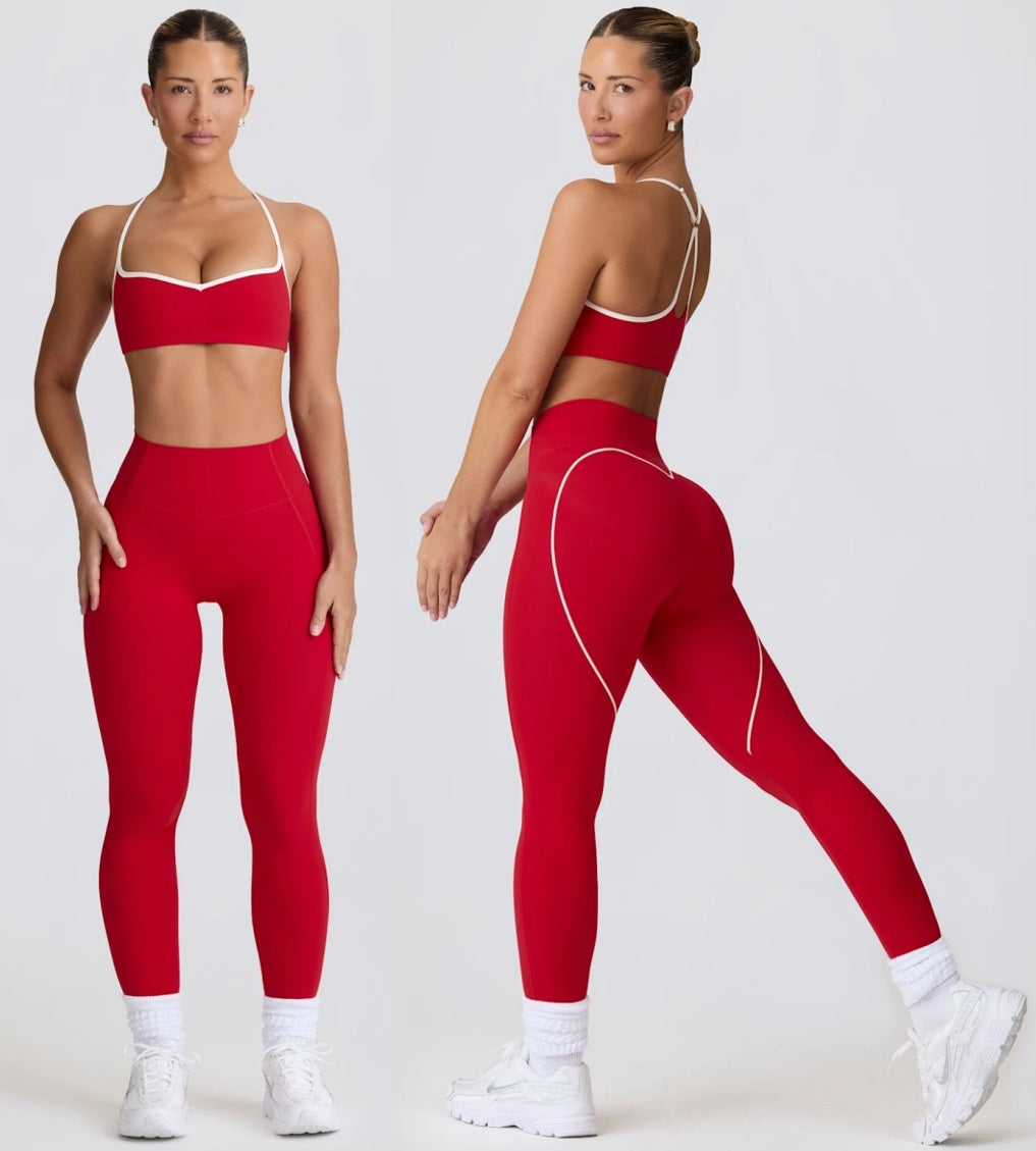 Yoga sport Fitness breathable top and long pants Set