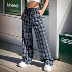Girls sweet and cool style sub-color block splicing waist straight Pants