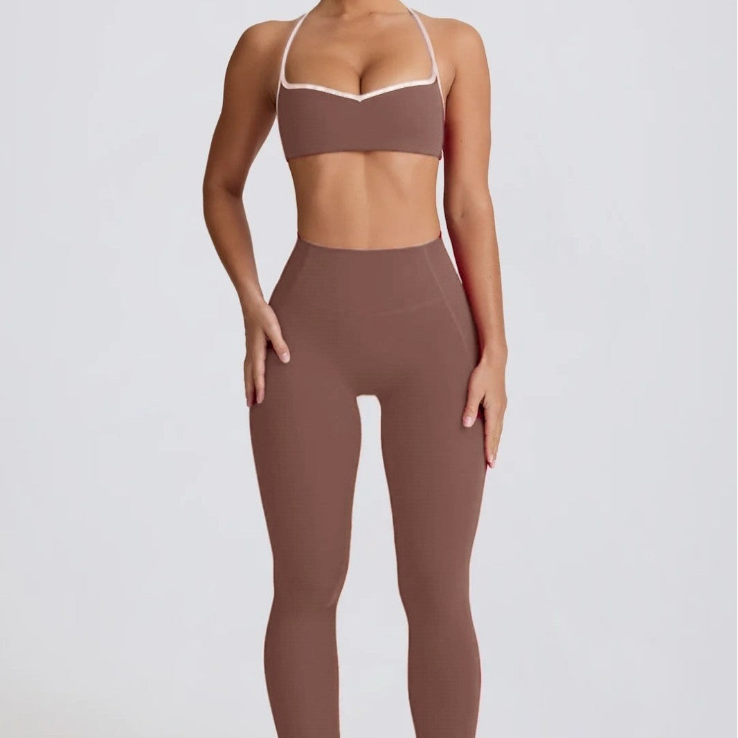 Yoga sport Fitness breathable top and long pants Set