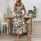 Bohemian dress positioning flower shoulder strap strap dress