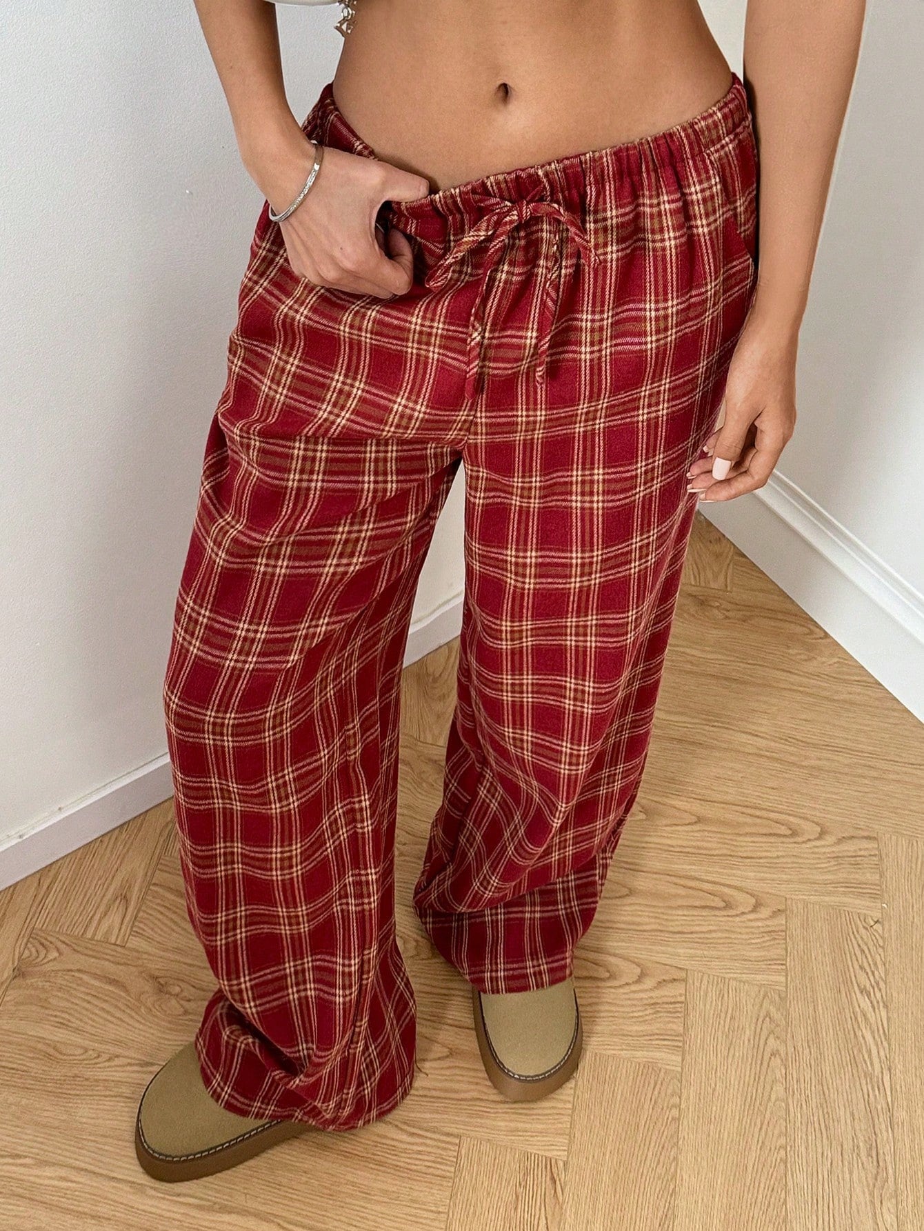 Girls sweet and cool style sub-color block splicing waist straight Pants