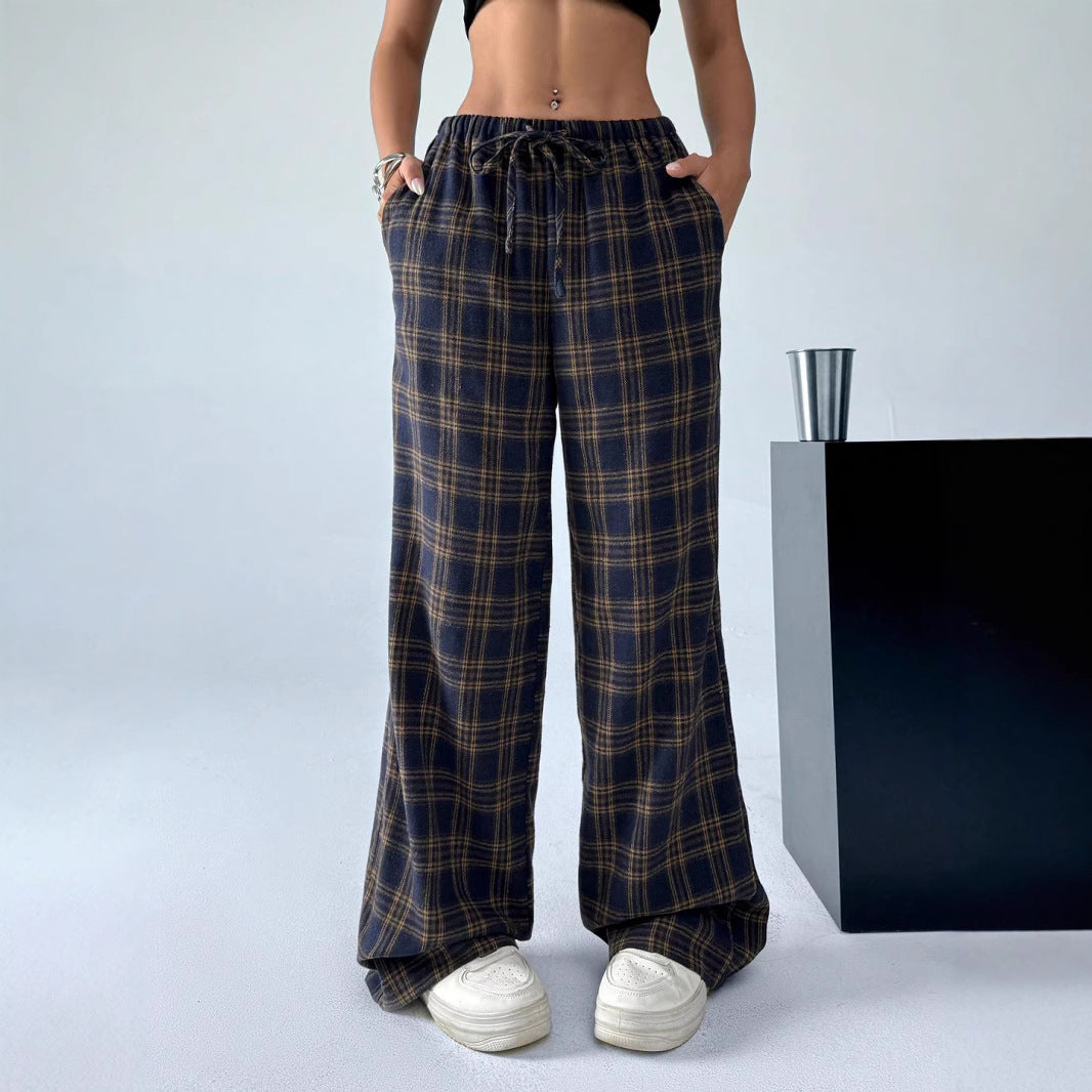 Girls sweet and cool style sub-color block splicing waist straight Pants