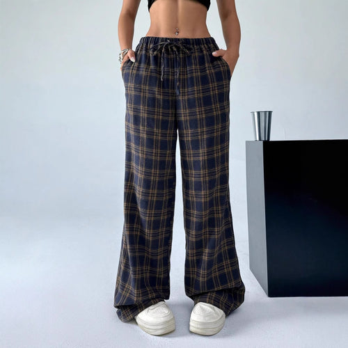Girls sweet and cool style sub-color block splicing waist straight Pants
