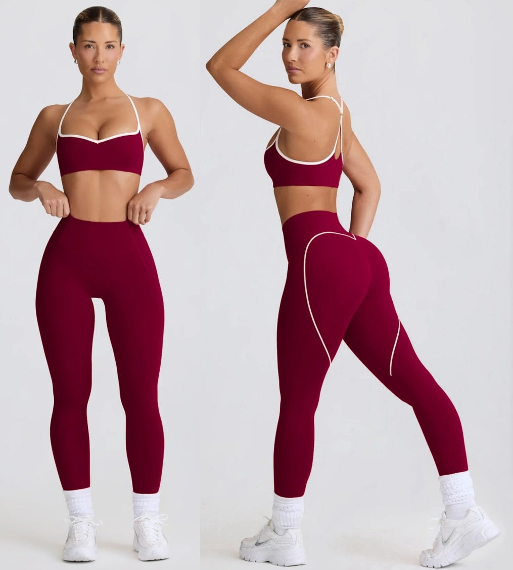 Yoga sport Fitness breathable top and long pants Set