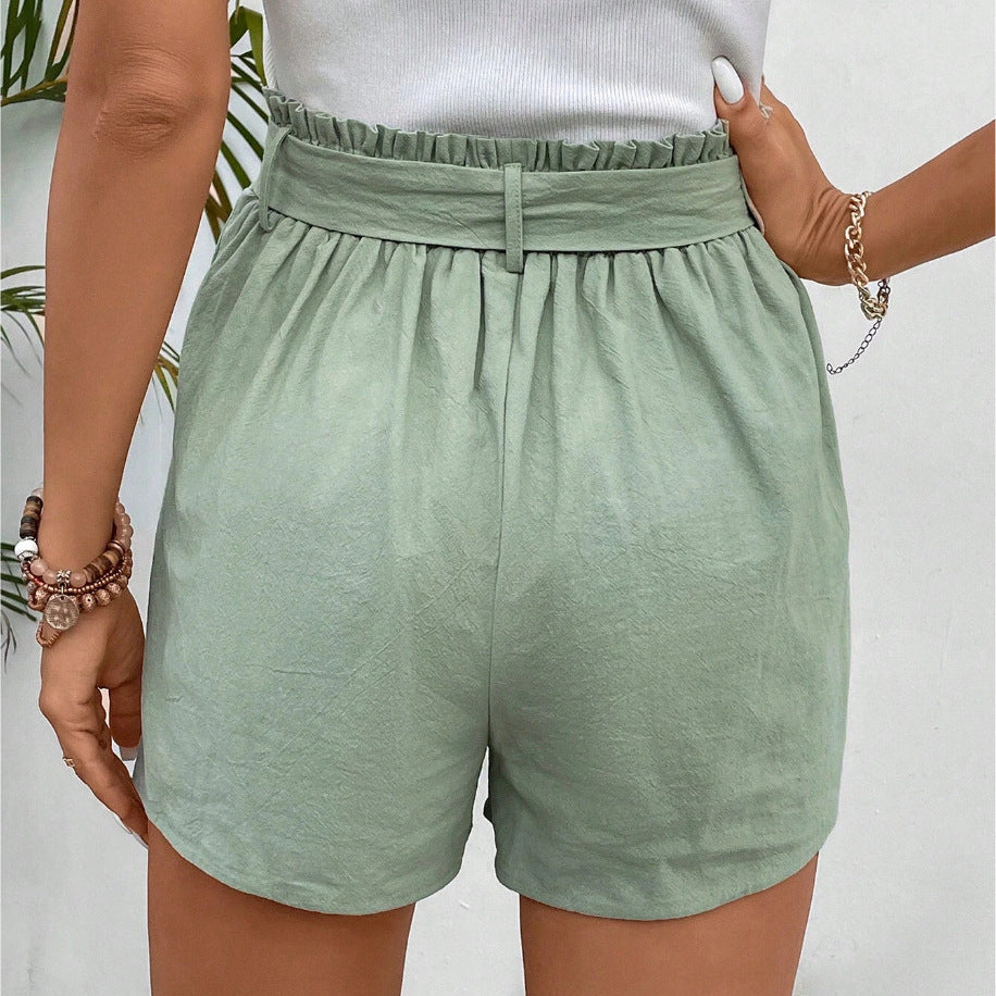 Casual shorts bow waist lace-up trouser skirt