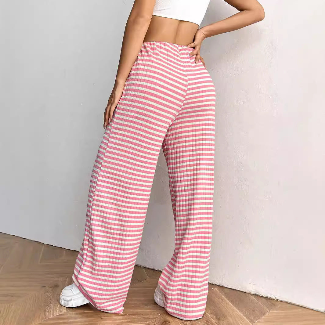 Casual striped straight pants