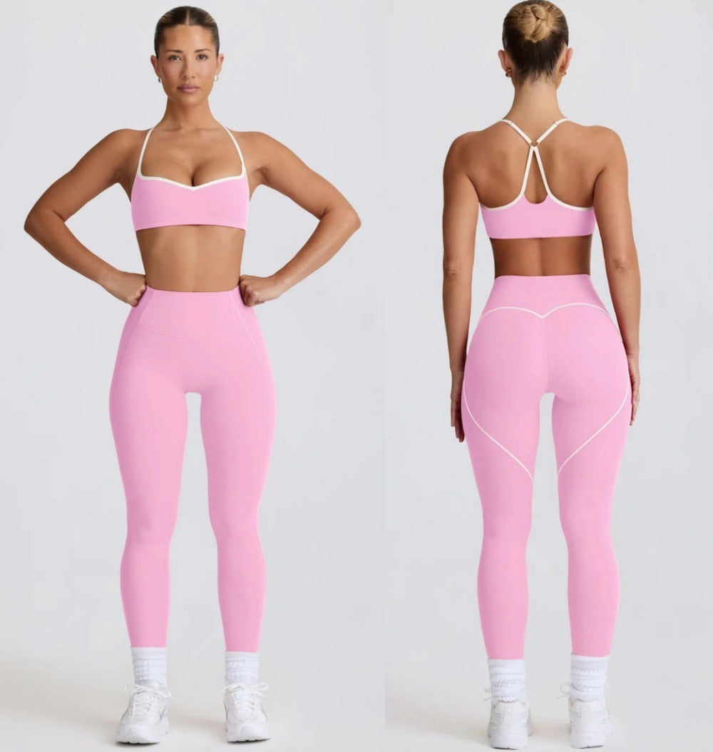 Yoga sport Fitness breathable top and long pants Set