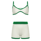 New white and green  Yoga Sport Fitness top and shorts Set