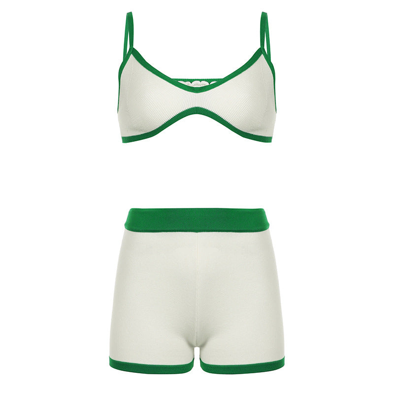 New white and green  Yoga Sport Fitness top and shorts Set
