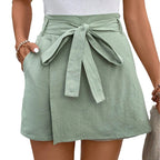 Casual shorts bow waist lace-up trouser skirt