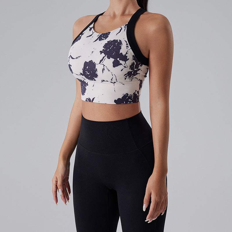 High-intensity sports underwear fixed chest pad yoga vest (Top only)