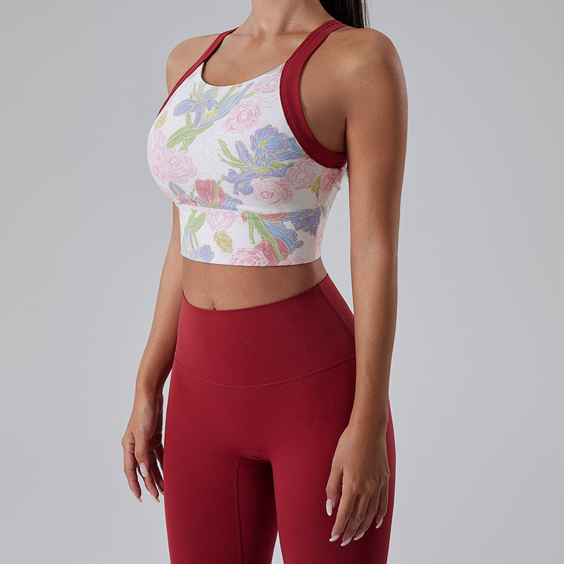 High-intensity sports underwear fixed chest pad yoga vest (Top only)
