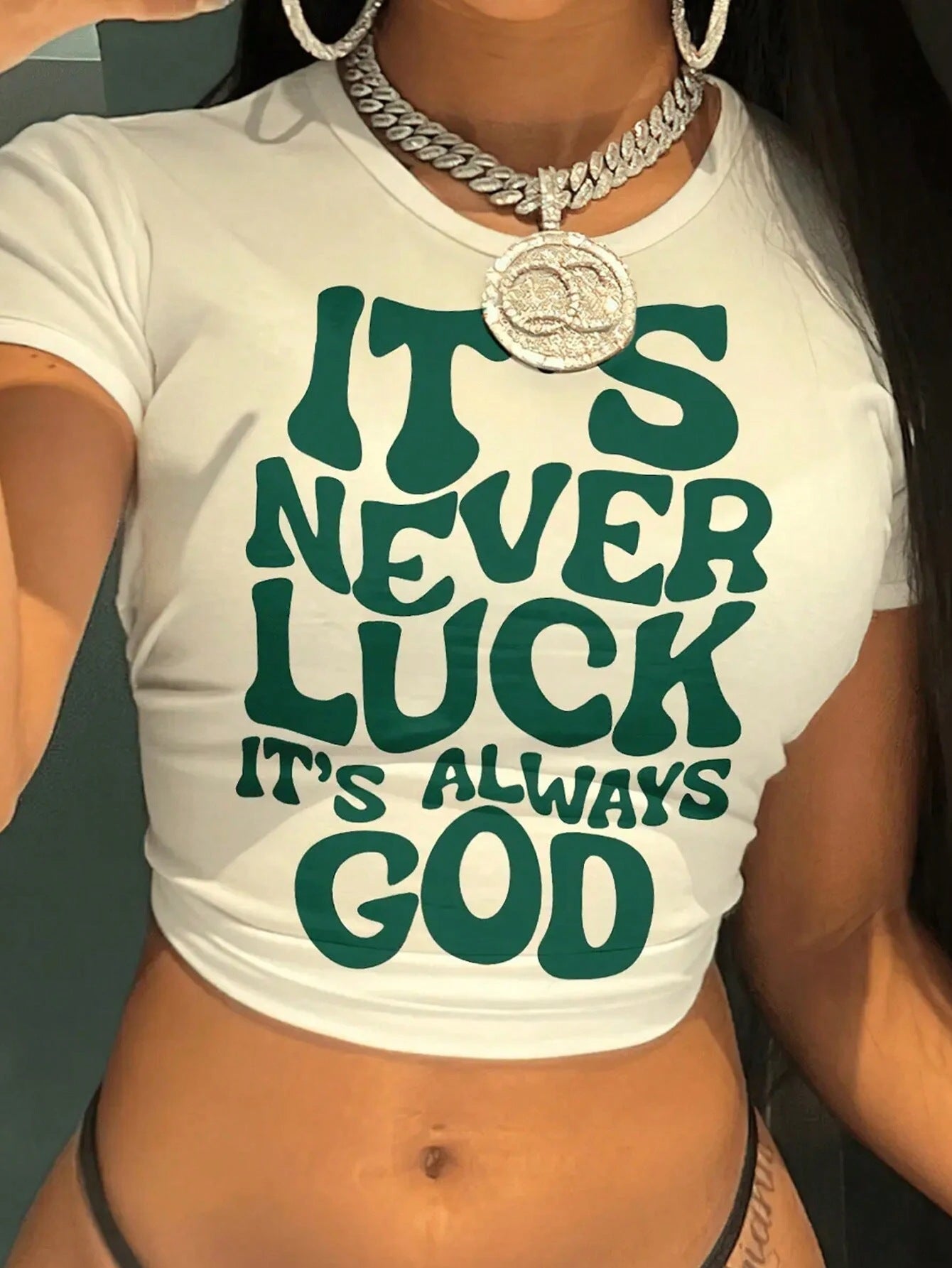It's never luck, it's always God print t-shirt