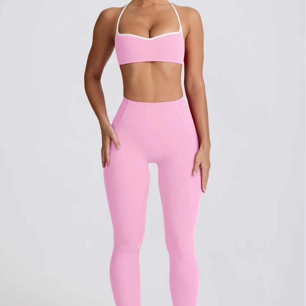Yoga sport Fitness breathable top and long pants Set