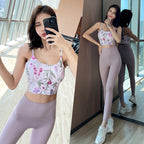 Yoga fitness running bra and pants two-piece set