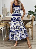 Bohemian dress positioning flower shoulder strap strap dress