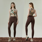 New retro national style printed yoga clothes high-strength vest and pants set