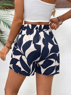 Floral print shorts lace-up trouser skirt