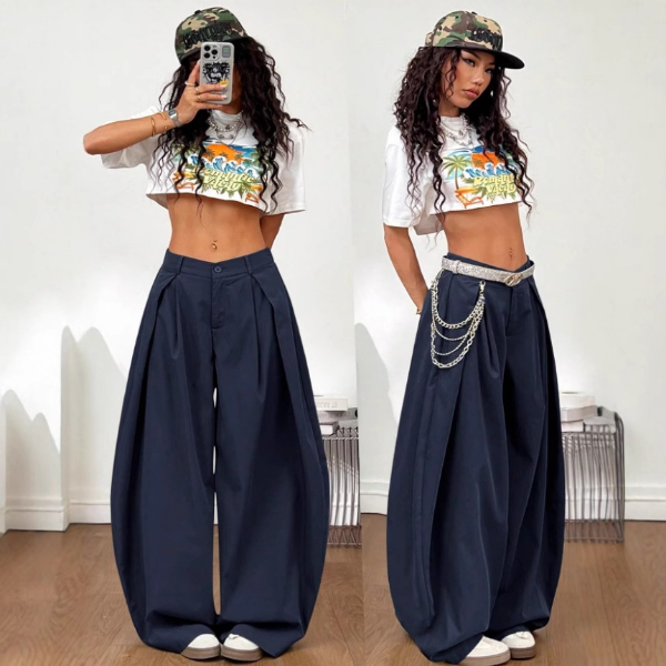 Loose wide-leg tooling casual pants slim straight floor pants